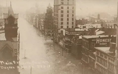Great Flood of 1913 - Ohio River and its tributaries overflowed their banks and submerged cities like Dayton, Ohio shown here