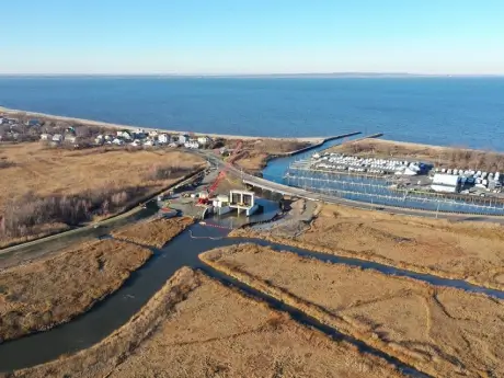 Aerial view of Port Monmouth Flood Risk Management project in New Jersey